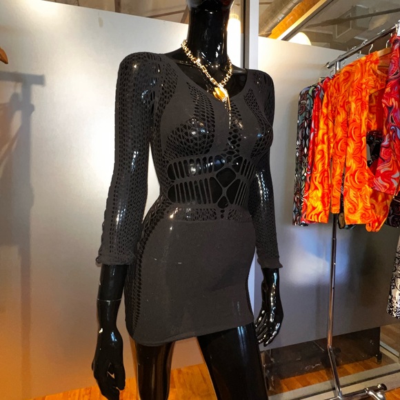 SIEMPRE Black Woven Mini Dress - Picture 3 of 4